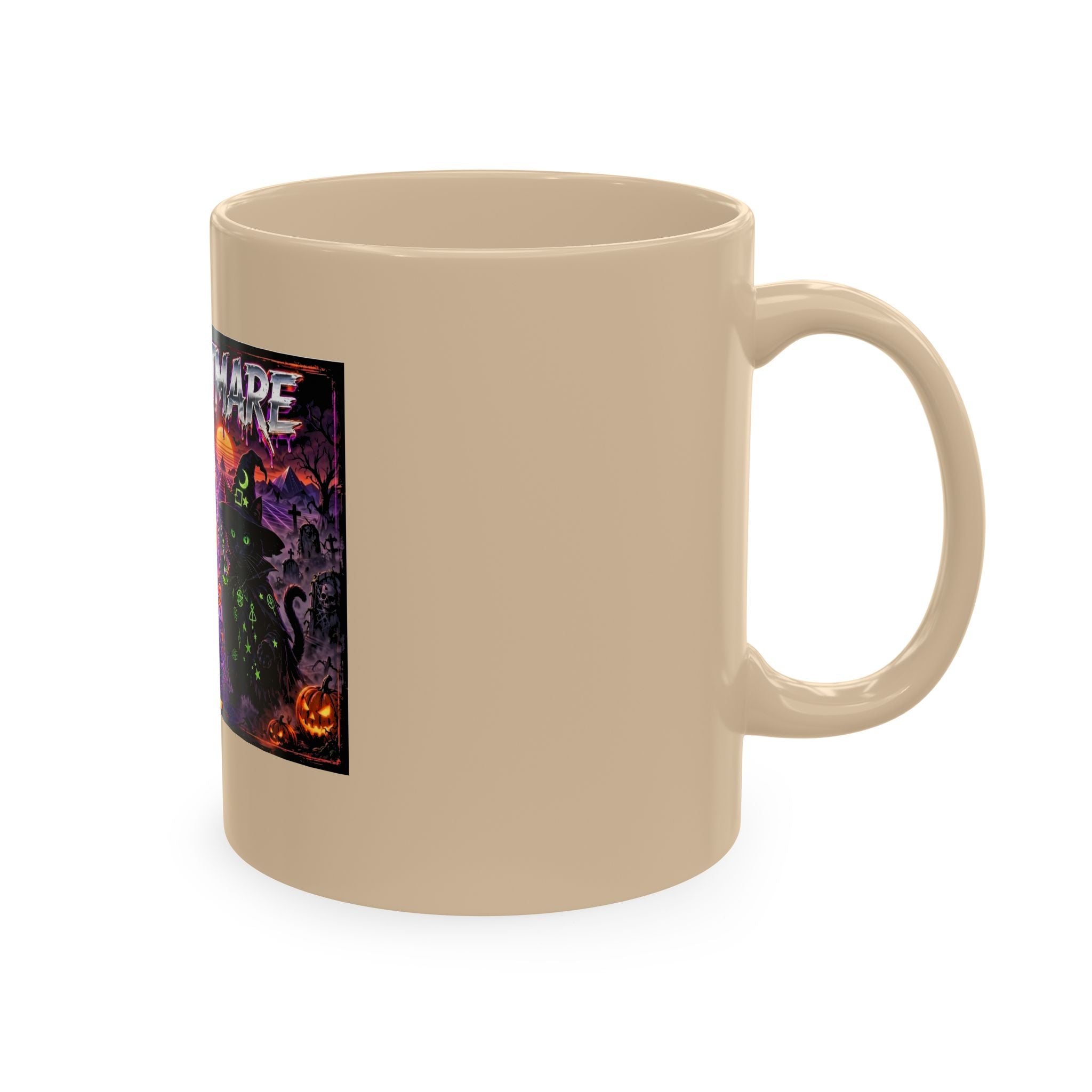 Halloween Nightmares Ceramic Mug – 80s Horror Retro Pumpkin Witch Coffee Cup