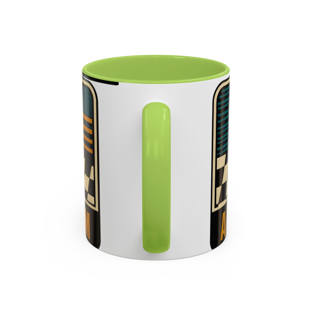 Route 66 Retro Checkerboard Coffee Mug — Vintage Road Trip 11/15oz Accent Mug