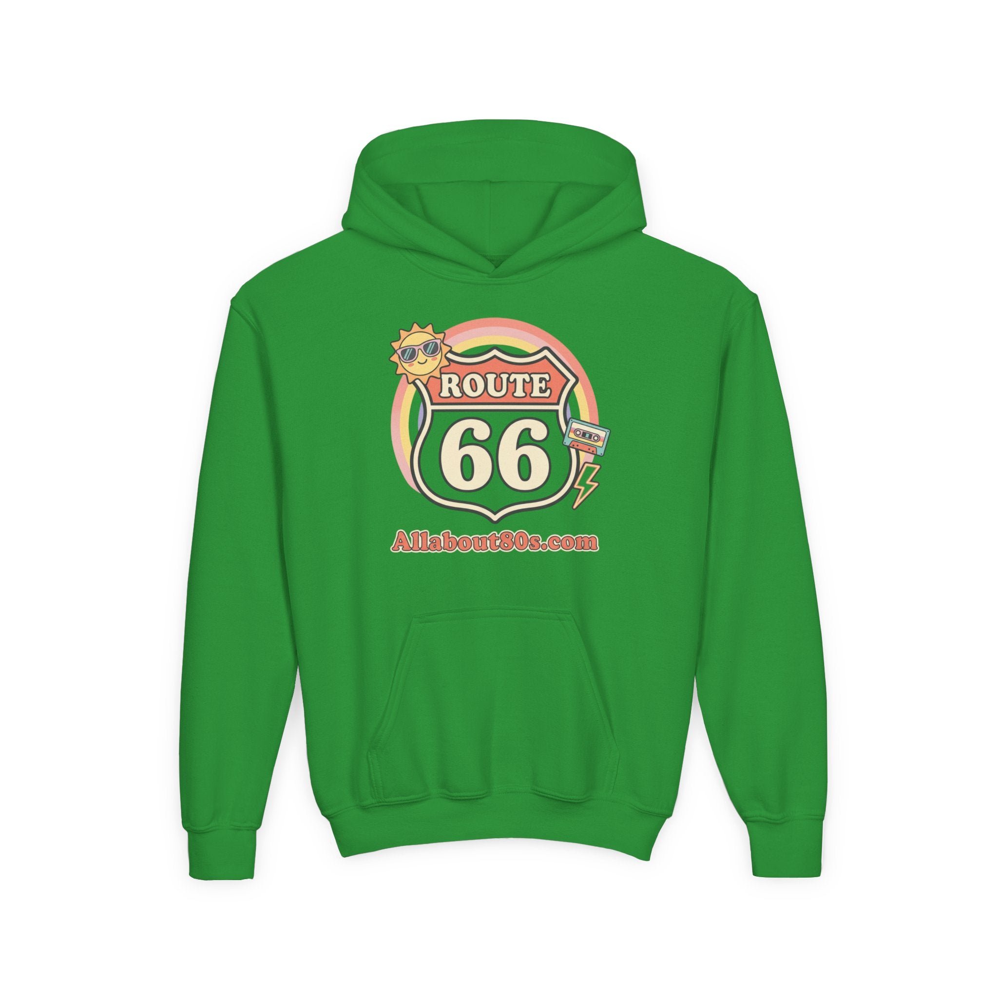 Route 66 Youth Hoodie — Retro Road Trip Graphic Sweatshirt