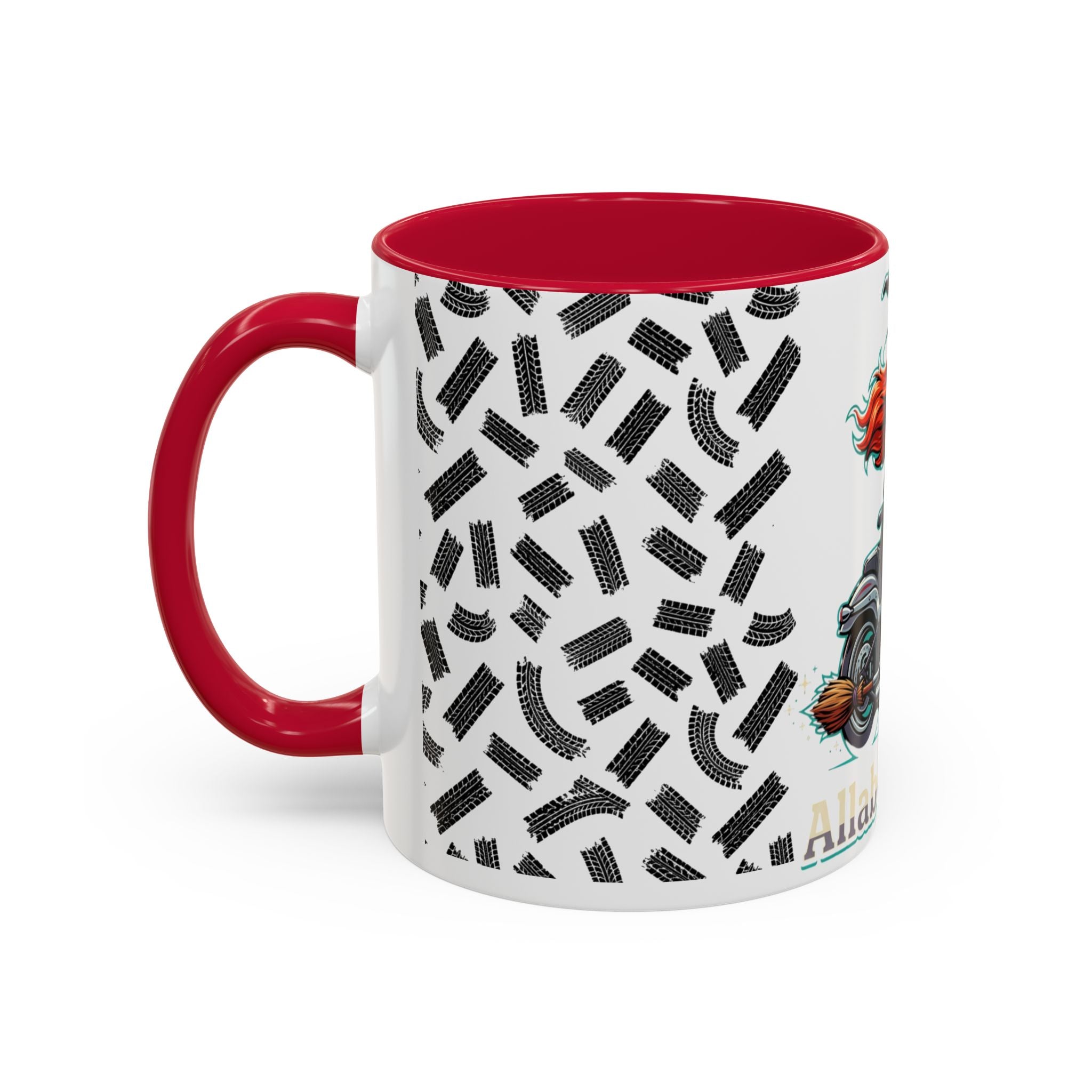 Witch Motorcycle Mug — Red-Haired Biker Witch Ceramic Coffee Cup