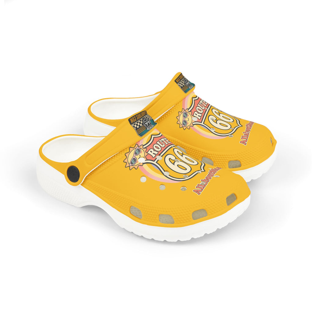 Kids White EVA Foam Clogs with Colorful Badge Graphic
