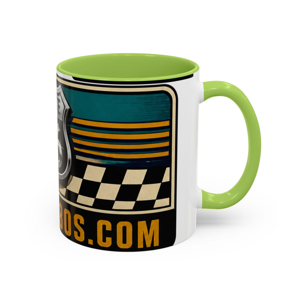Route 66 Retro Checkerboard Coffee Mug — Vintage Road Trip 11/15oz Accent Mug