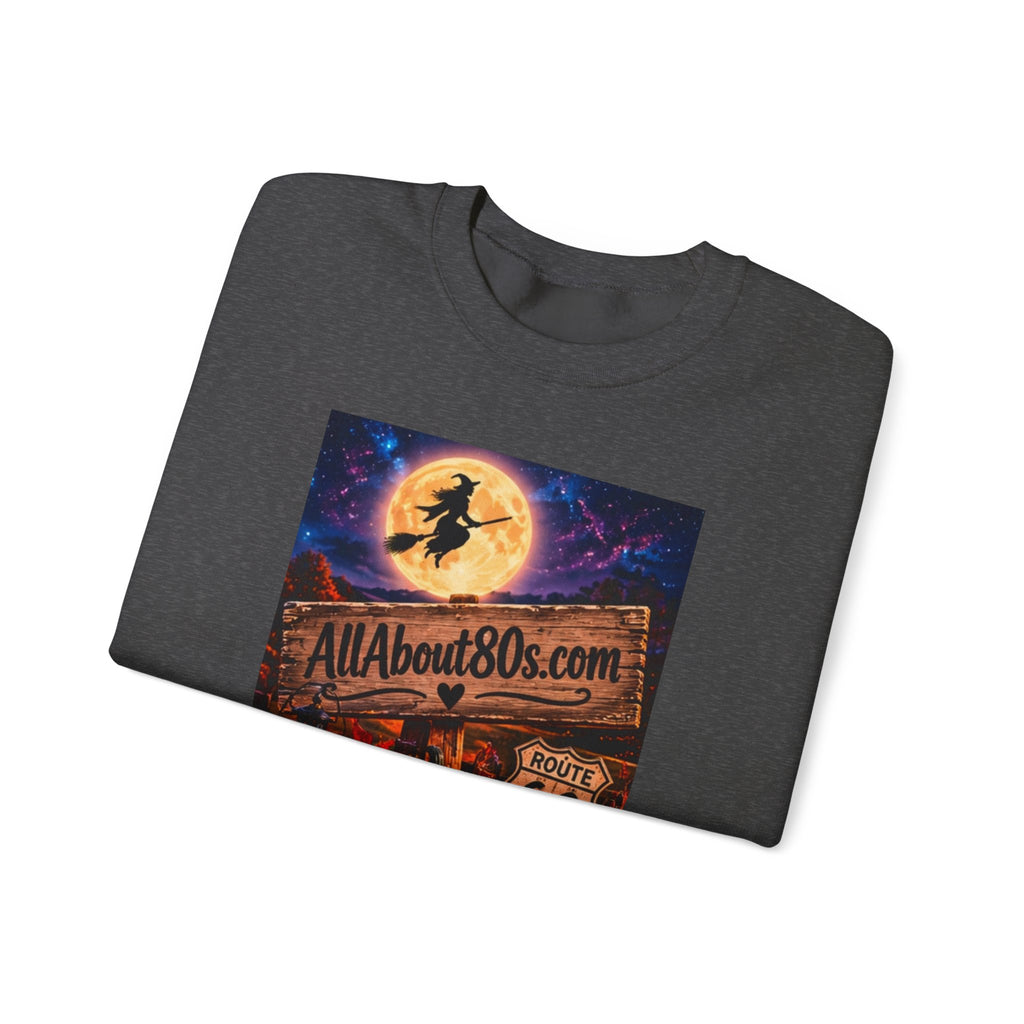 Halloween Route 66 Sweatshirt — AllAbout80s.com Pumpkin Witch Crewneck