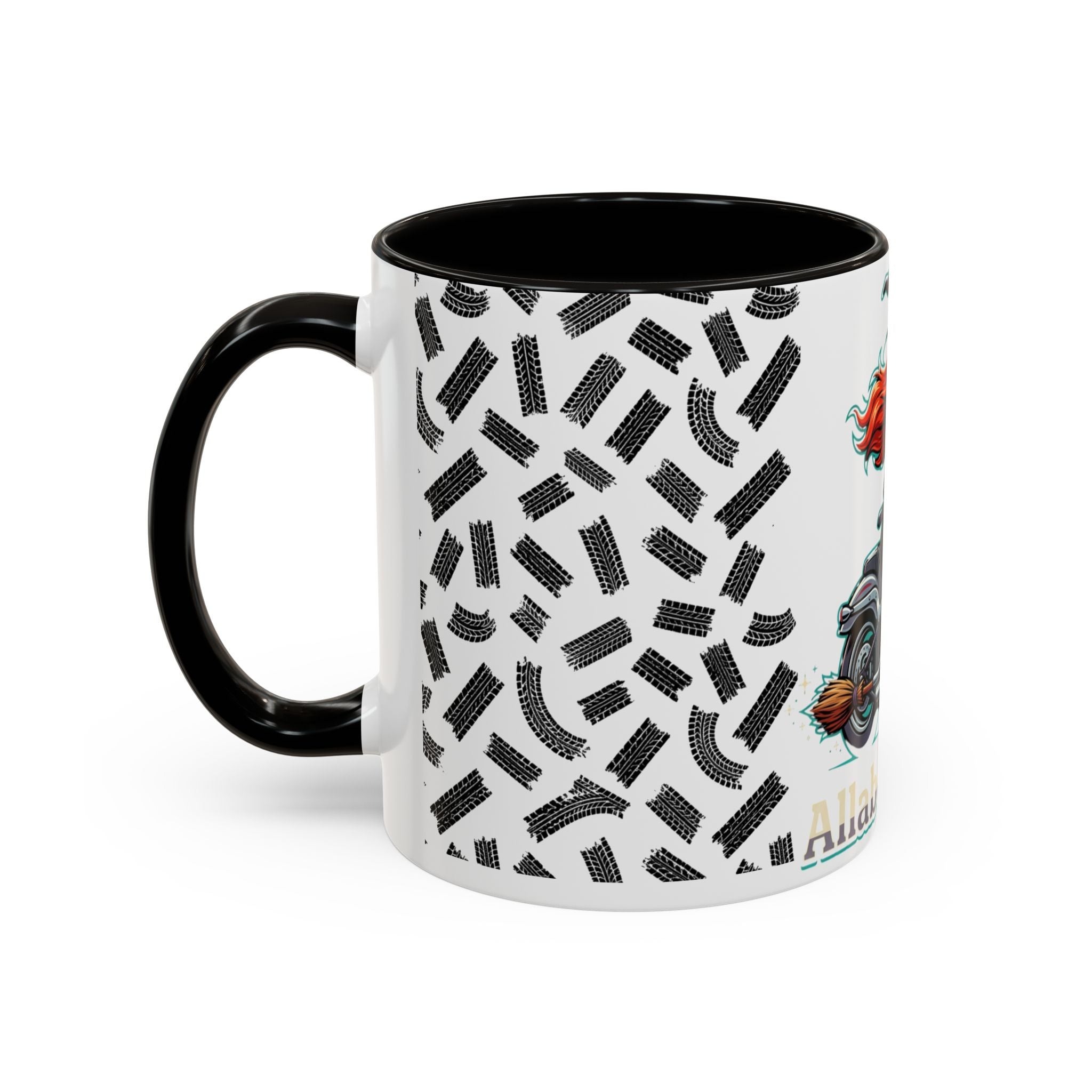 Witch Motorcycle Mug — Red-Haired Biker Witch Ceramic Coffee Cup