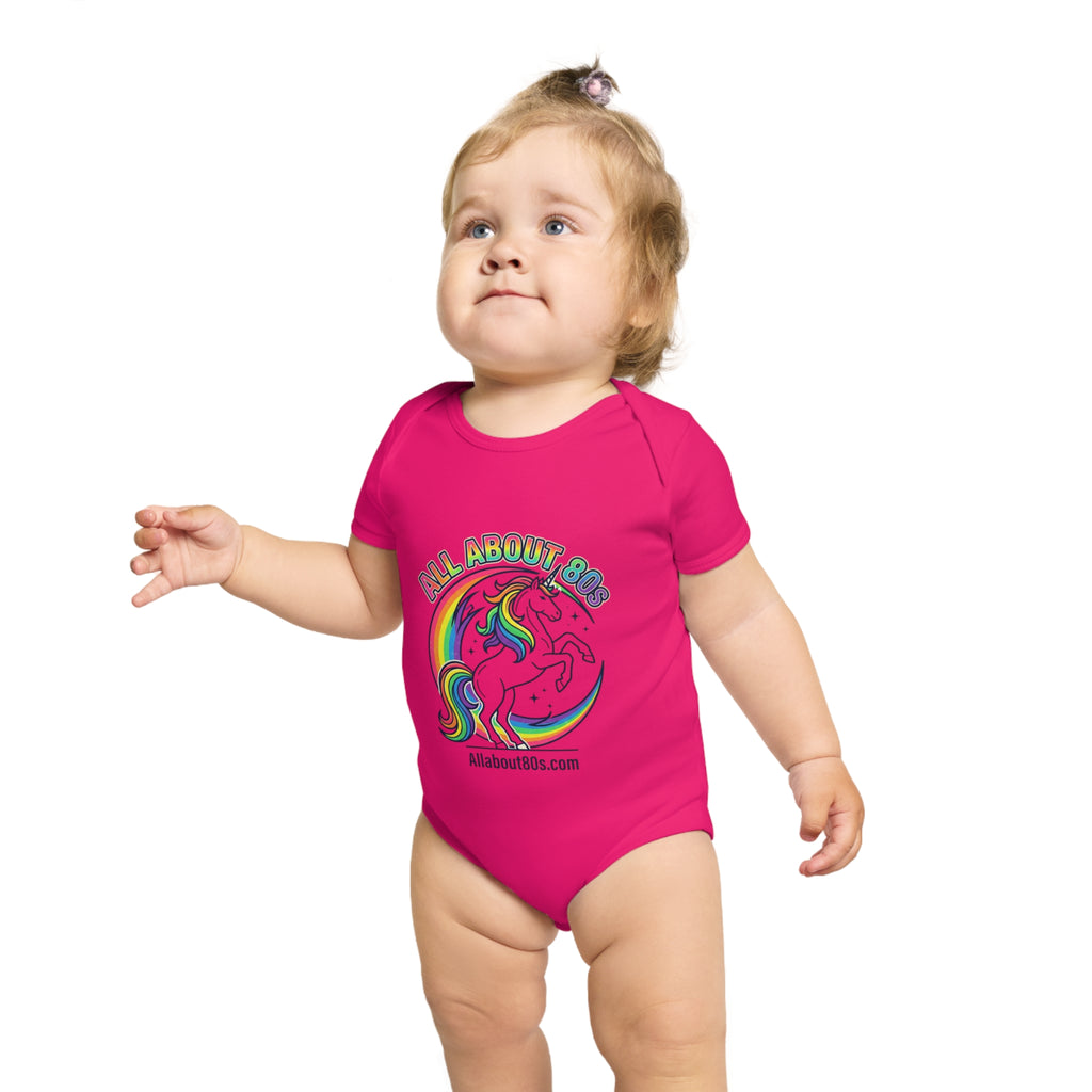 Baby Bodysuit — Rainbow Unicorn "All About 80s" Infant Onesie
