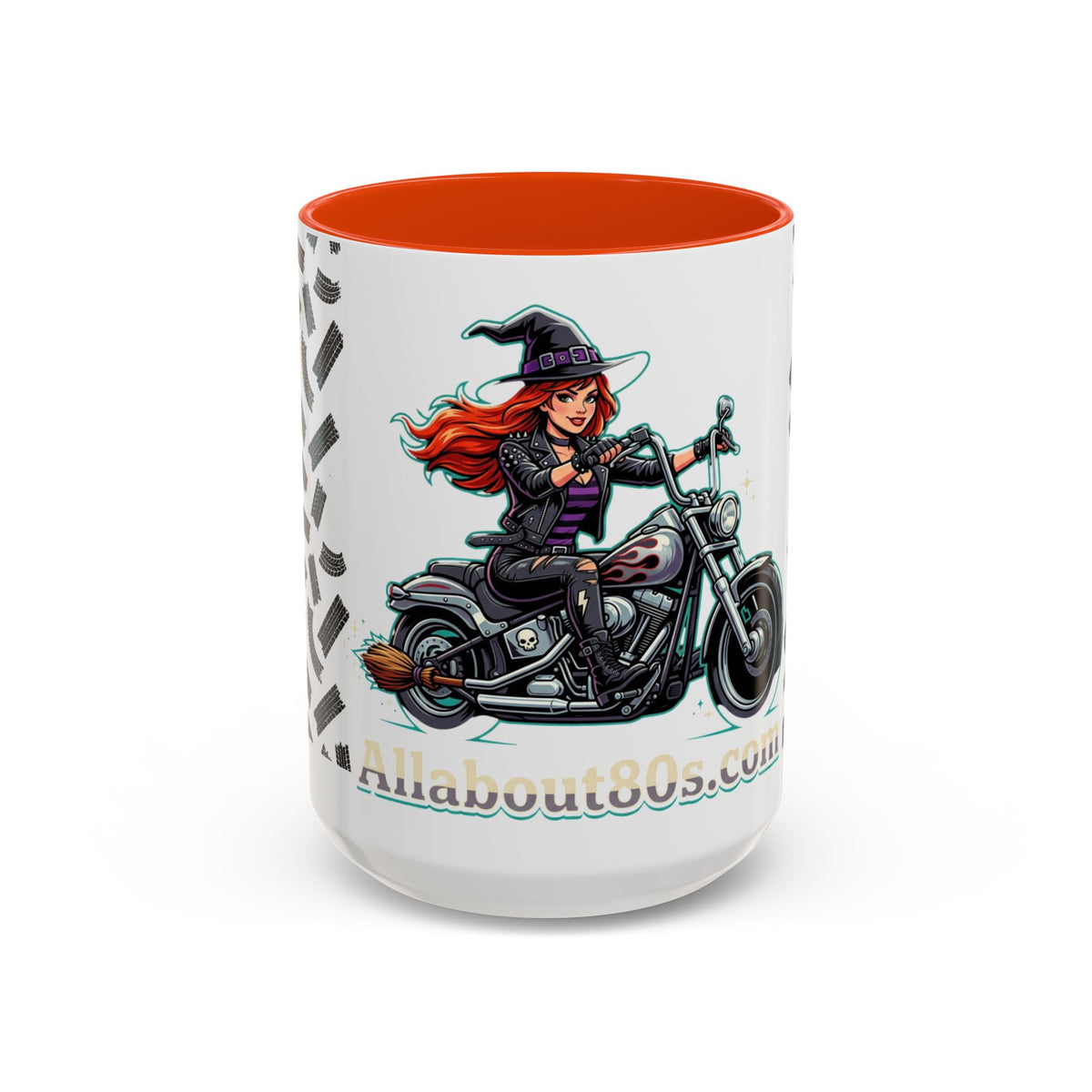Witch Motorcycle Mug — Red-Haired Biker Witch Ceramic Coffee Cup