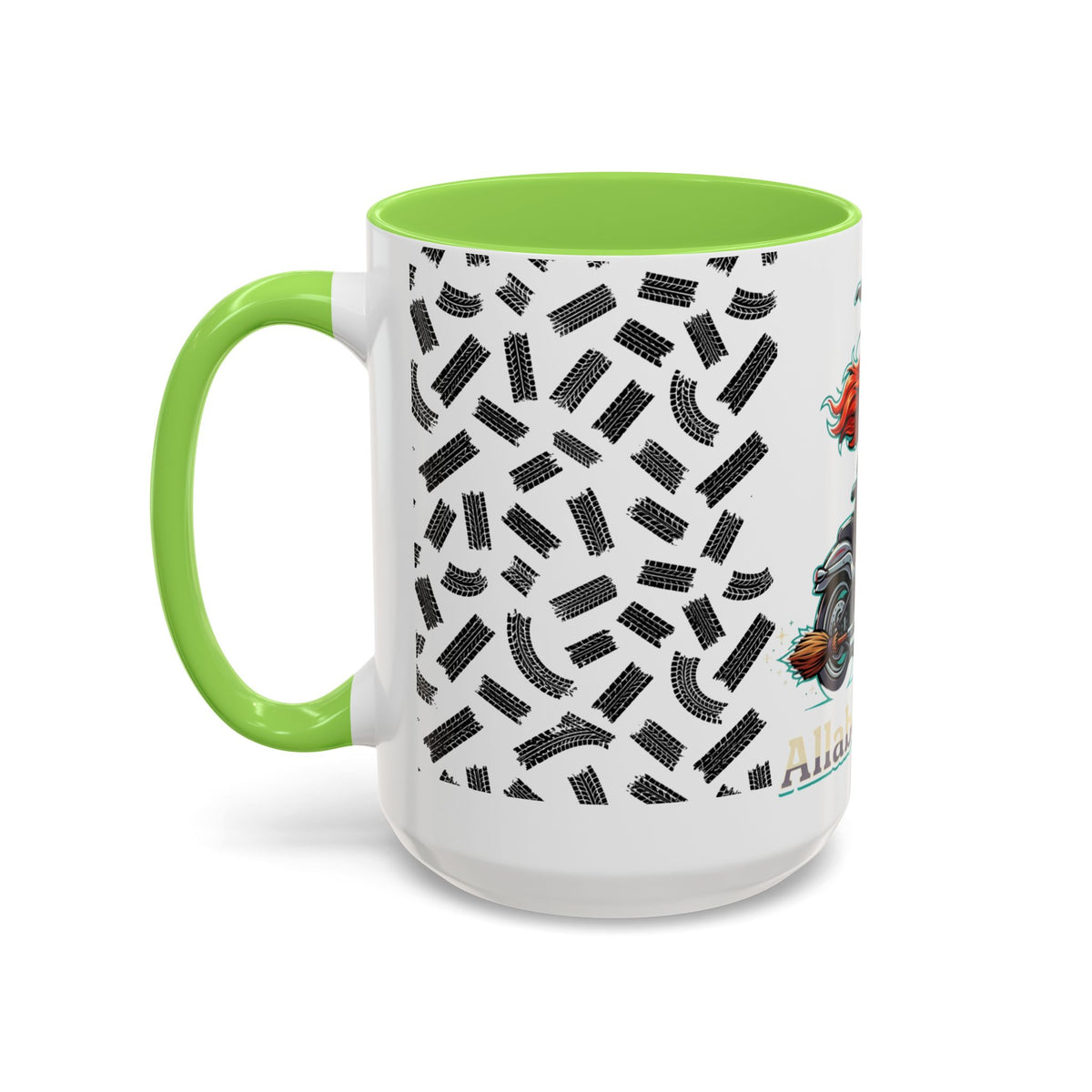 Witch Motorcycle Mug — Red-Haired Biker Witch Ceramic Coffee Cup