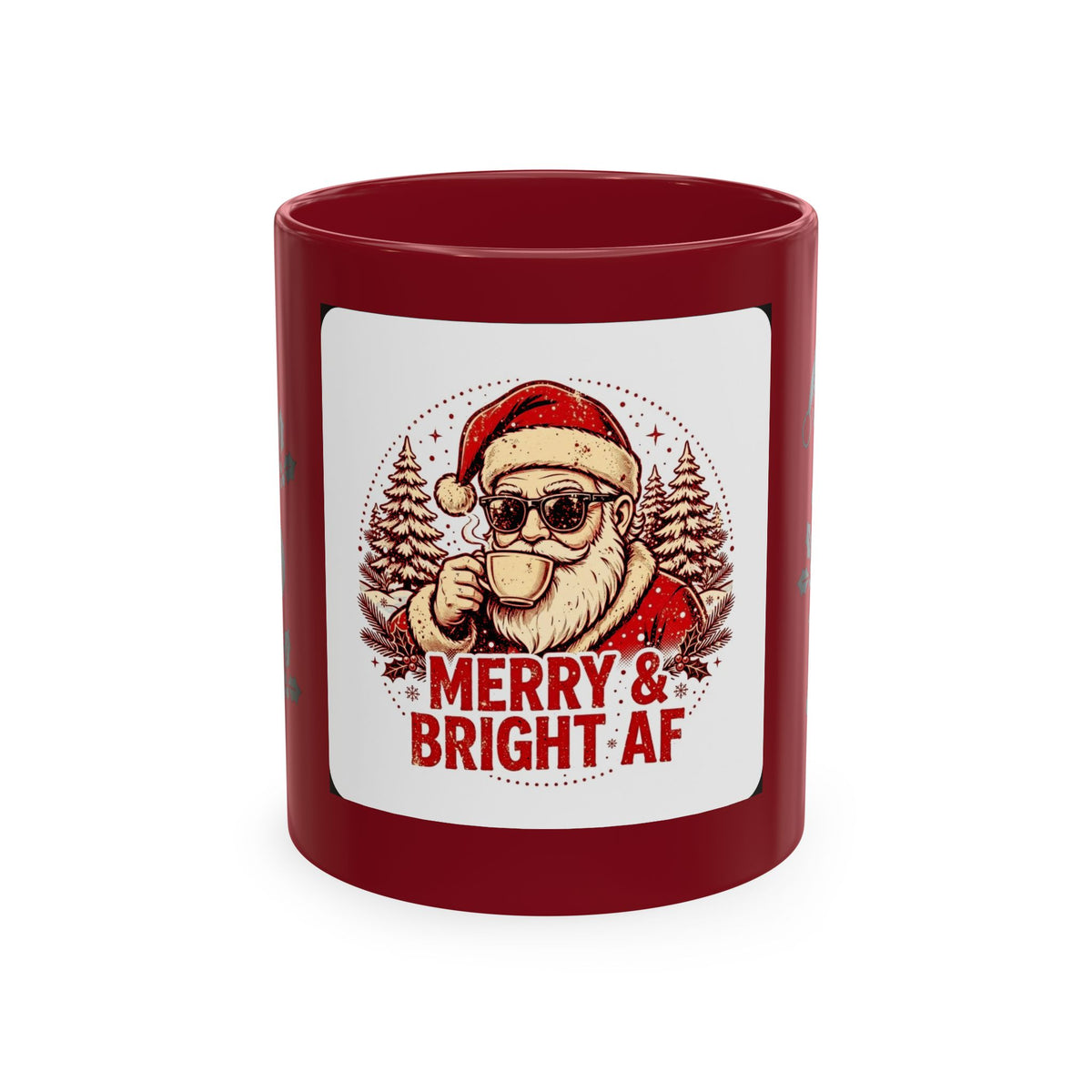 Merry & Bright AF Christmas Santa Ceramic Mug