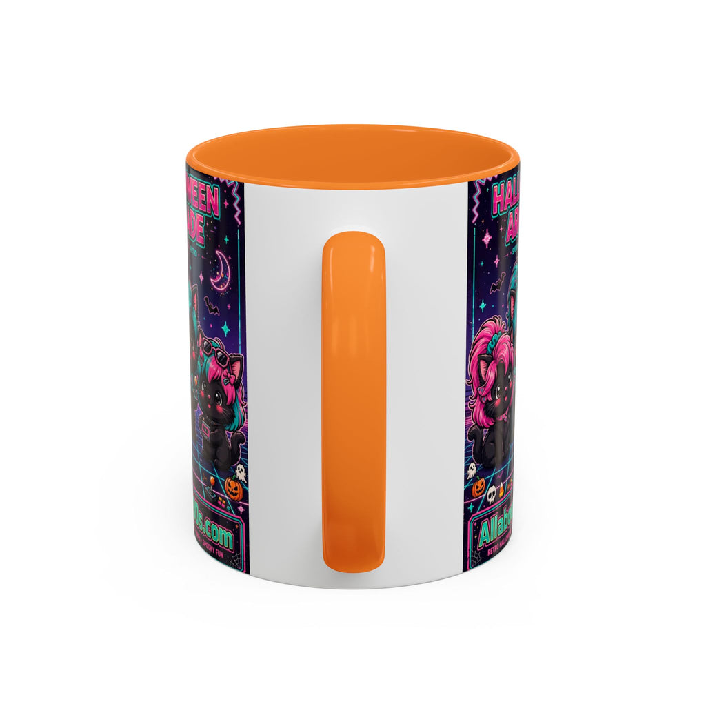 Halloween Arcade Mug — Cute Retro 80s Cat Gamers (11oz/15oz)