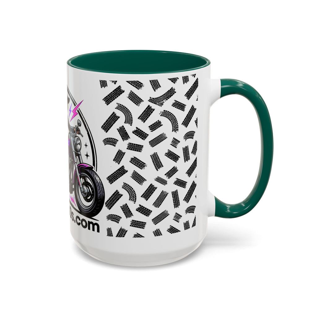 Witch Biker Motorcycle Mug — Retro 80s Neon Witch on Bike Coffee Cup (11oz/15oz)