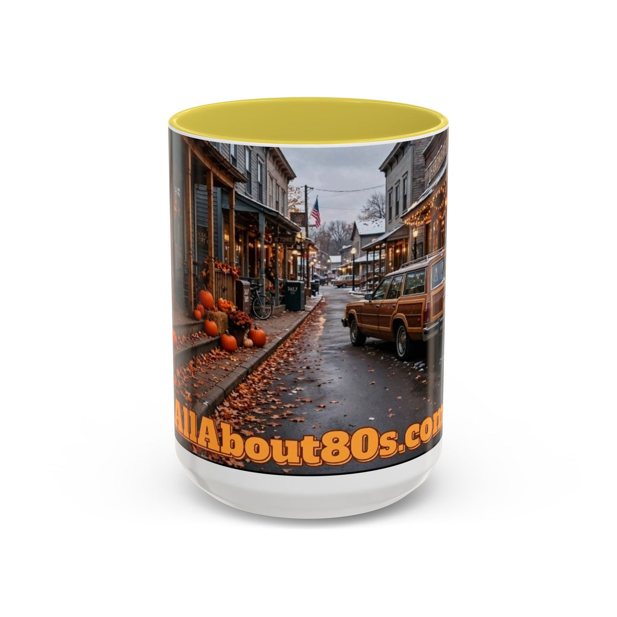 Vintage Small Town Winter Scene Coffee Mug (11oz/15oz)