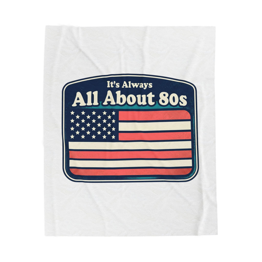 All About 80s Velveteen Plush Blanket — Retro American Flag Throw for 80s Fans