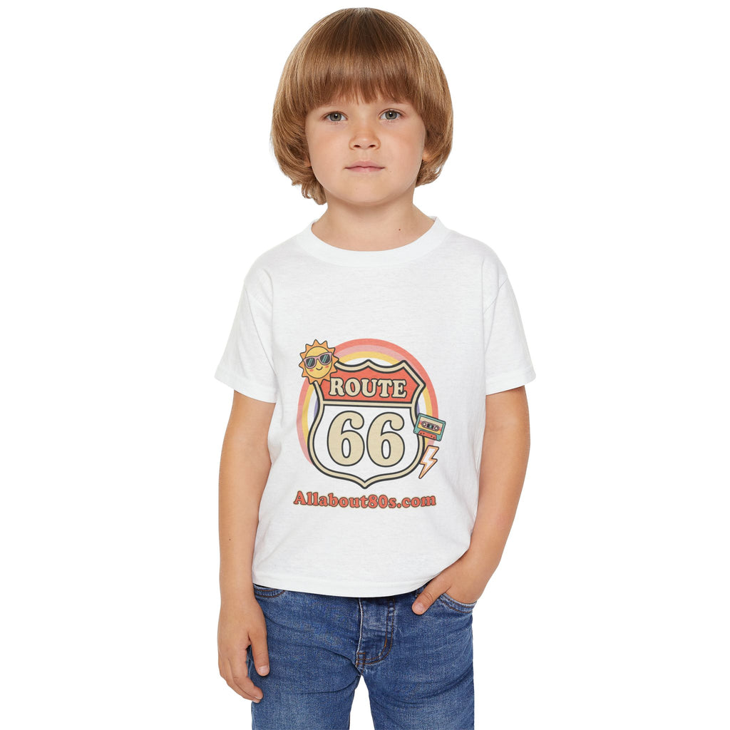 Route 66 Toddler T‑Shirt — Retro Sun Logo "Route 66" Kids Tee