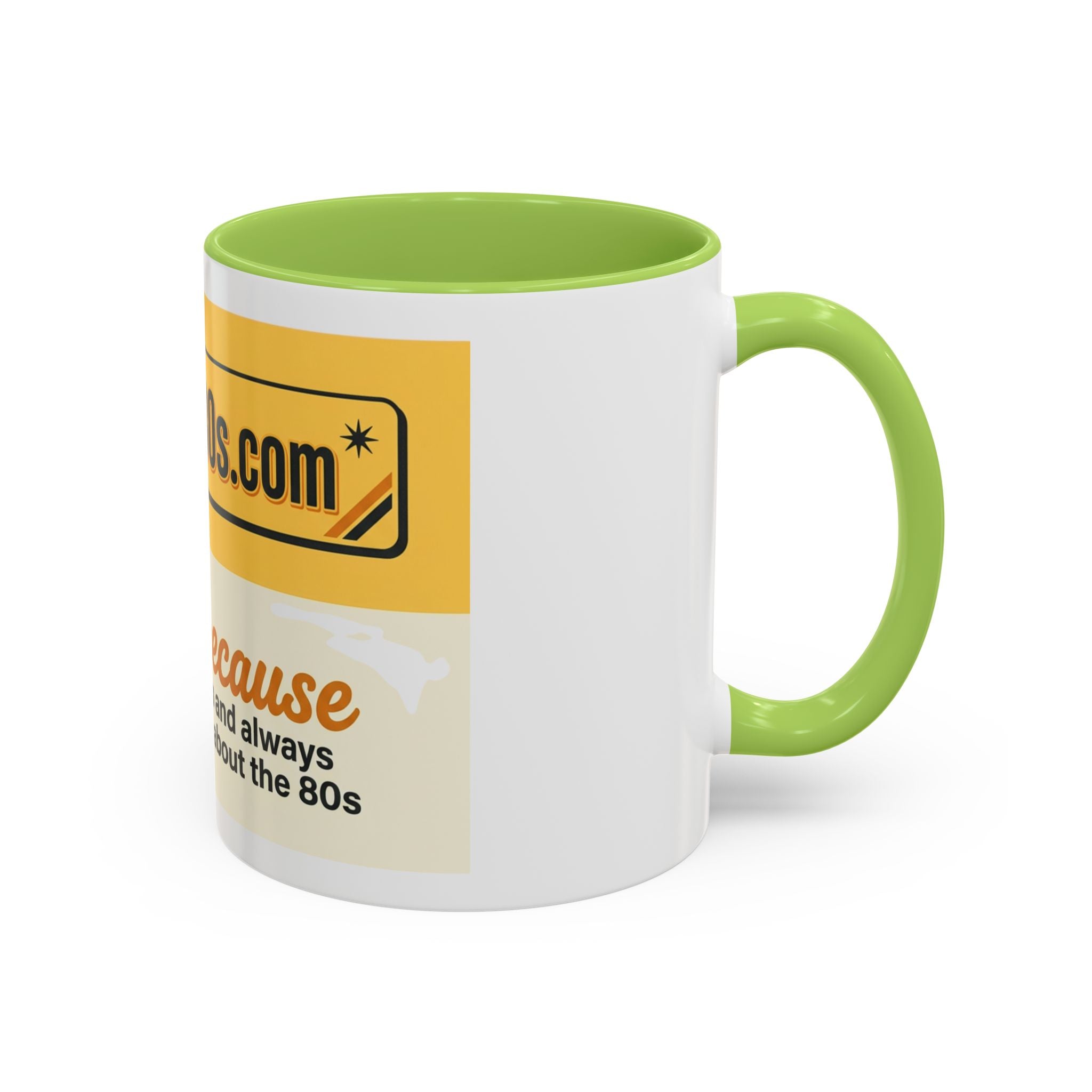 AllAbout80s 'Beecause' Accent Coffee Mug – Retro 80s Bee Design (11/15oz)
