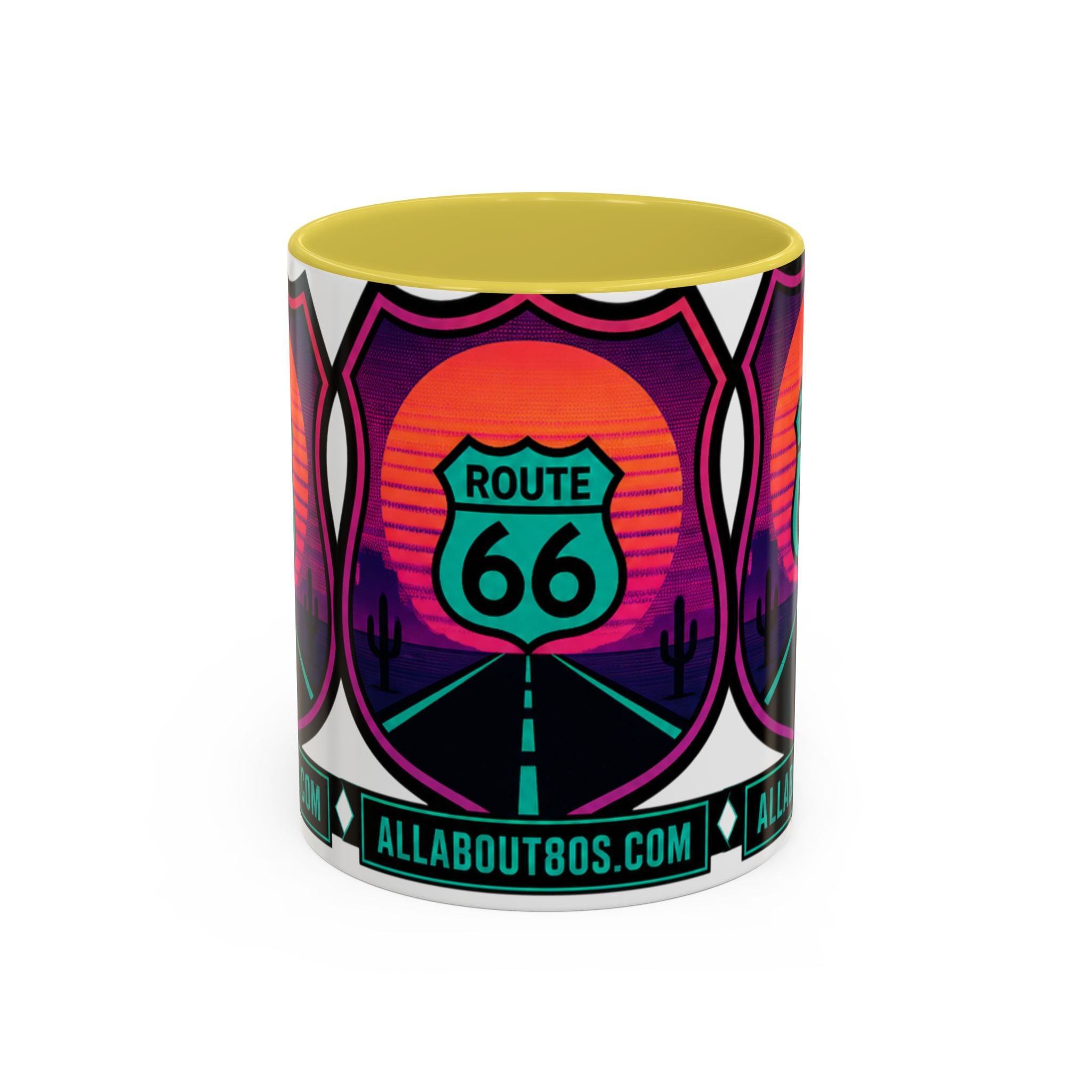 Route 66 Sunset Mug — Retro Neon Travel Coffee Cup (11oz & 15oz)