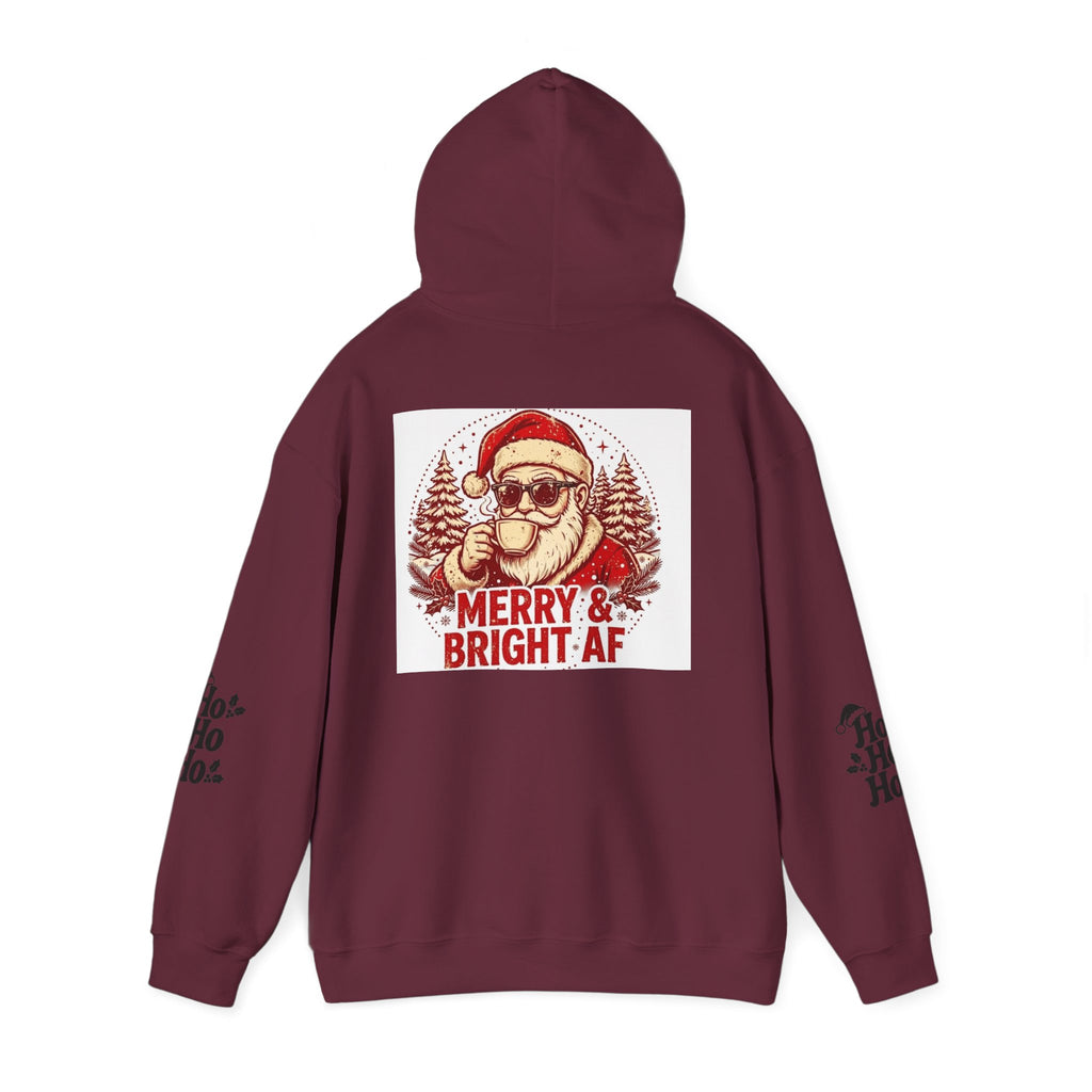 Merry & Bright AF Christmas Santa Hoodie