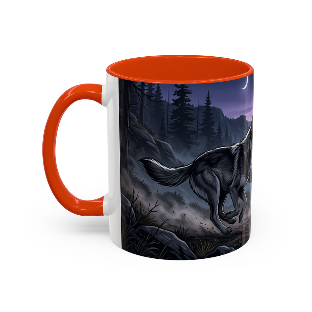Wolf Pack Nightscape Mug — 11oz/15oz Scenic Black-Interior Coffee Cup
