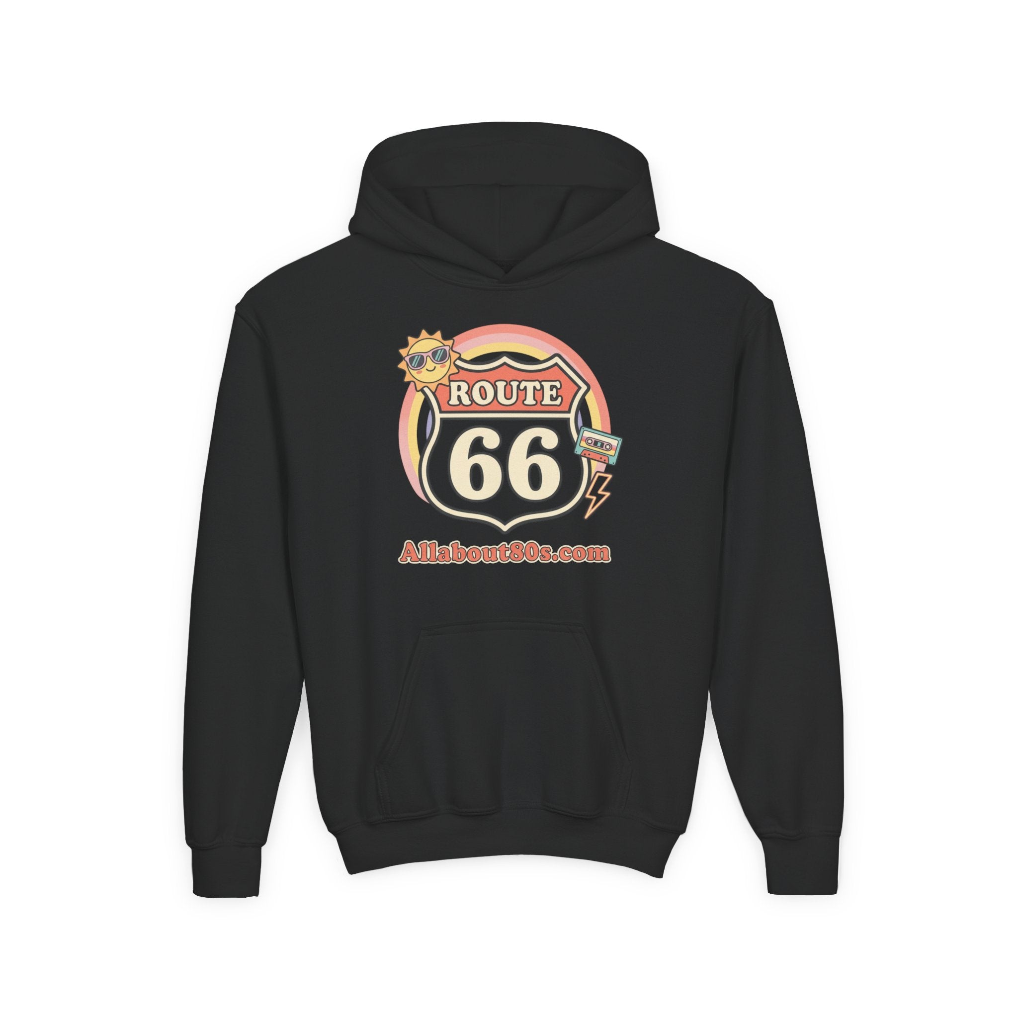 Route 66 Youth Hoodie — Retro Road Trip Graphic Sweatshirt