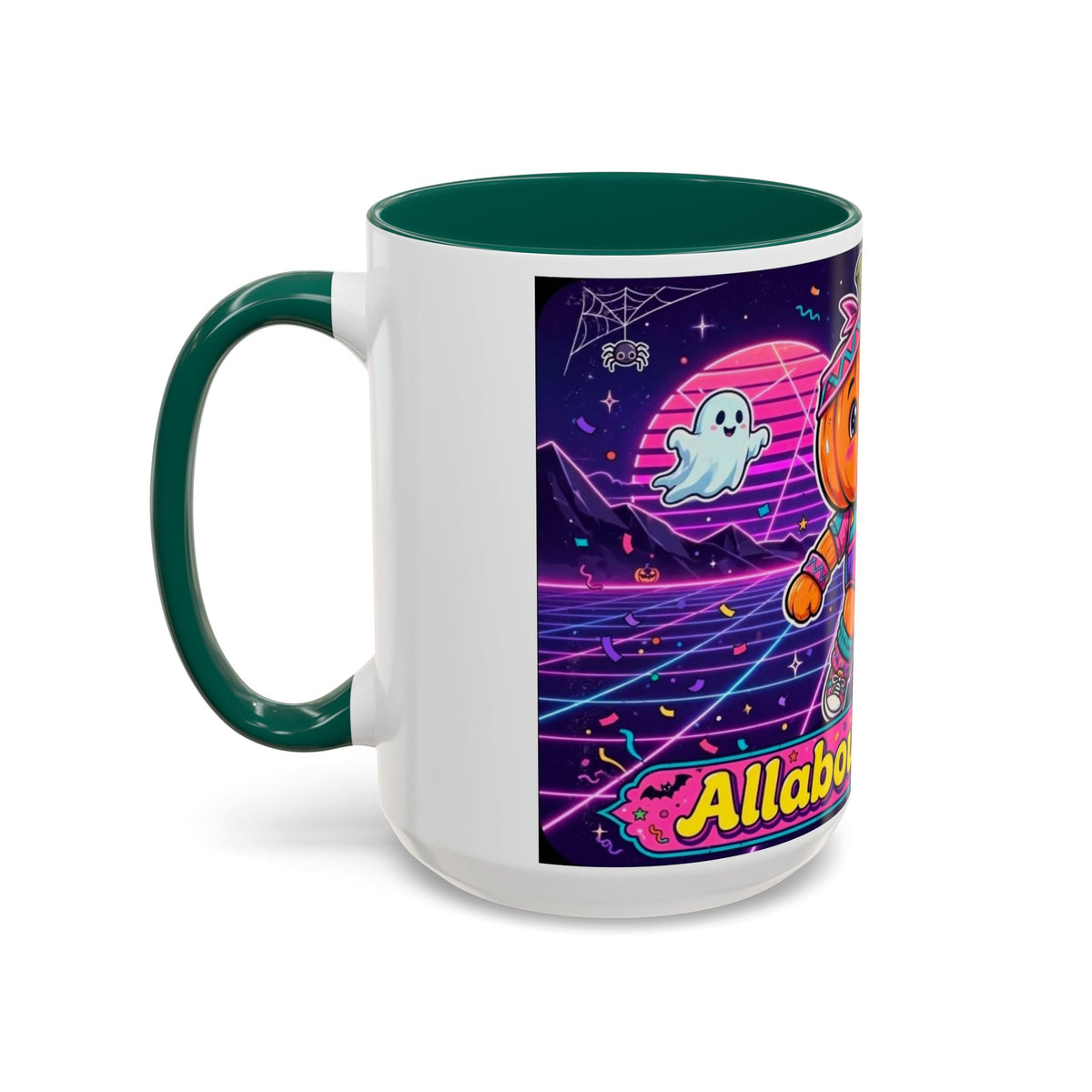 80s Retro Pumpkin Mug – Cute Neon Halloween Coffee Cup (11oz/15oz)