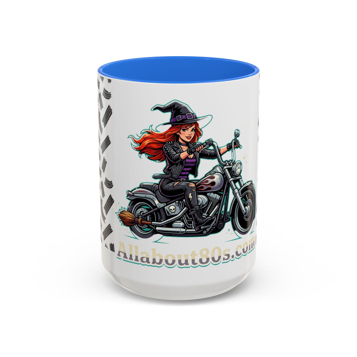 Witch Motorcycle Mug — Red-Haired Biker Witch Ceramic Coffee Cup
