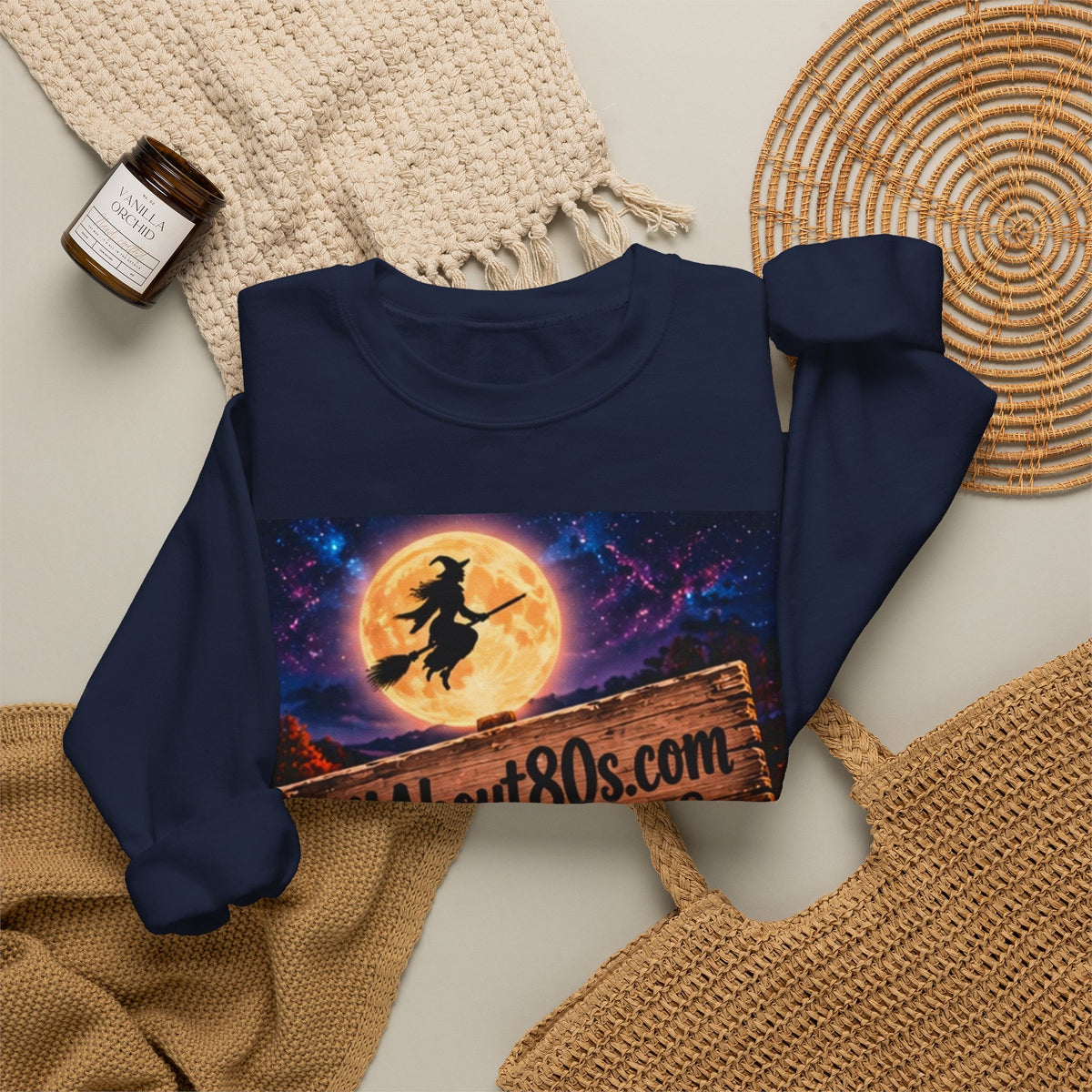 Halloween Route 66 Sweatshirt — AllAbout80s.com Pumpkin Witch Crewneck