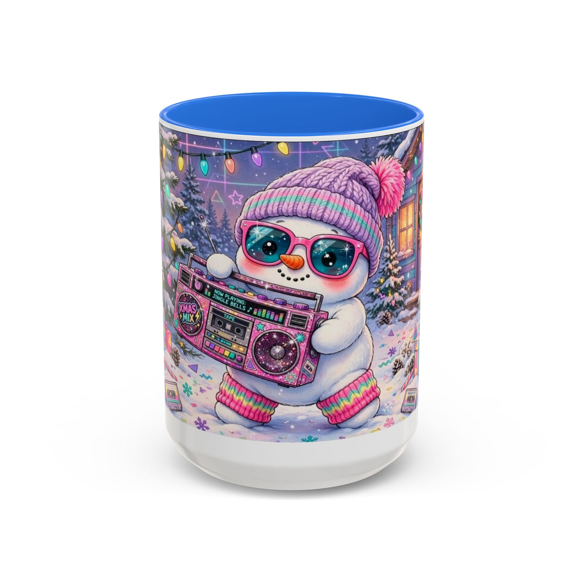 Cool Snowman with Boombox Christmas Mug
