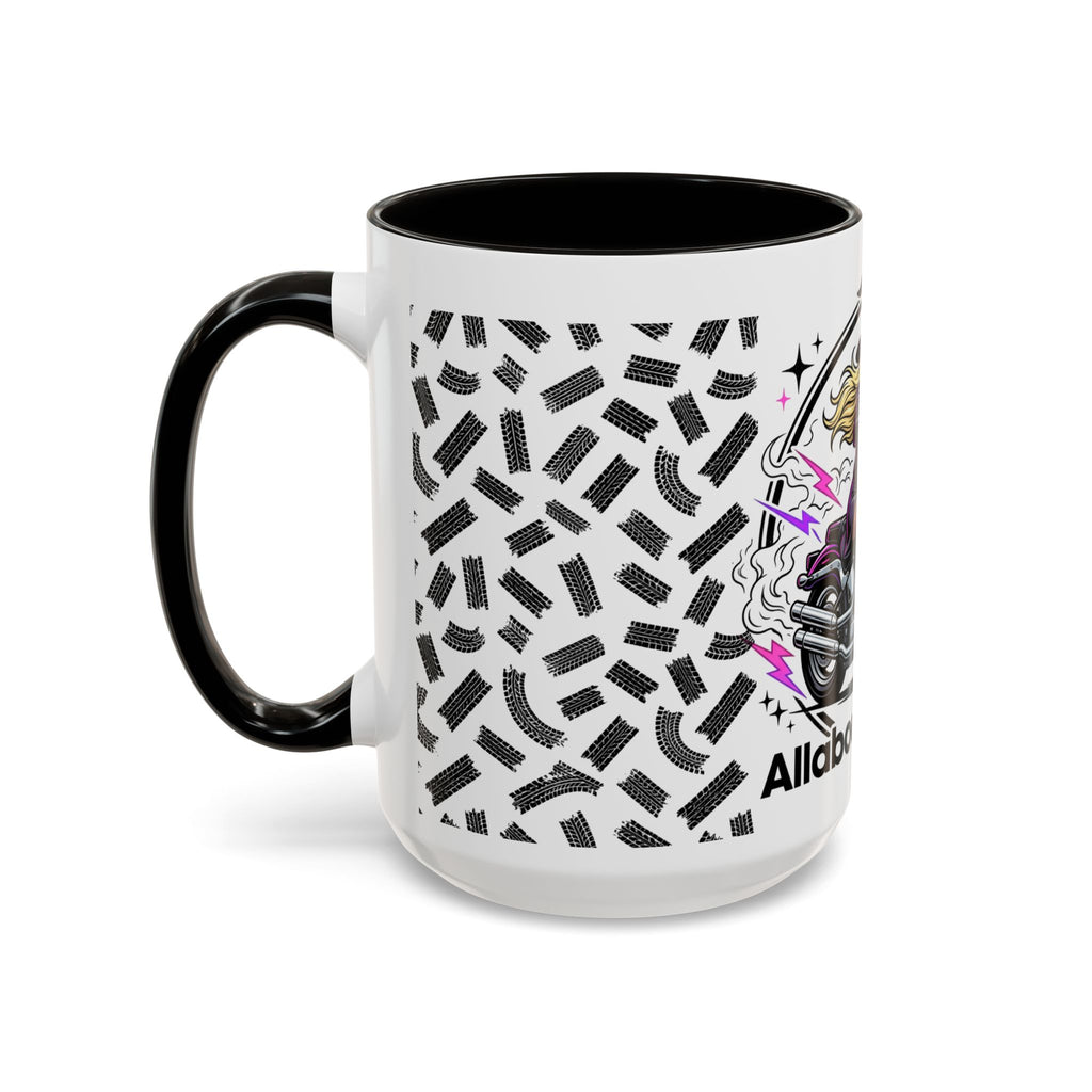 Witch Biker Motorcycle Mug — Retro 80s Neon Witch on Bike Coffee Cup (11oz/15oz)