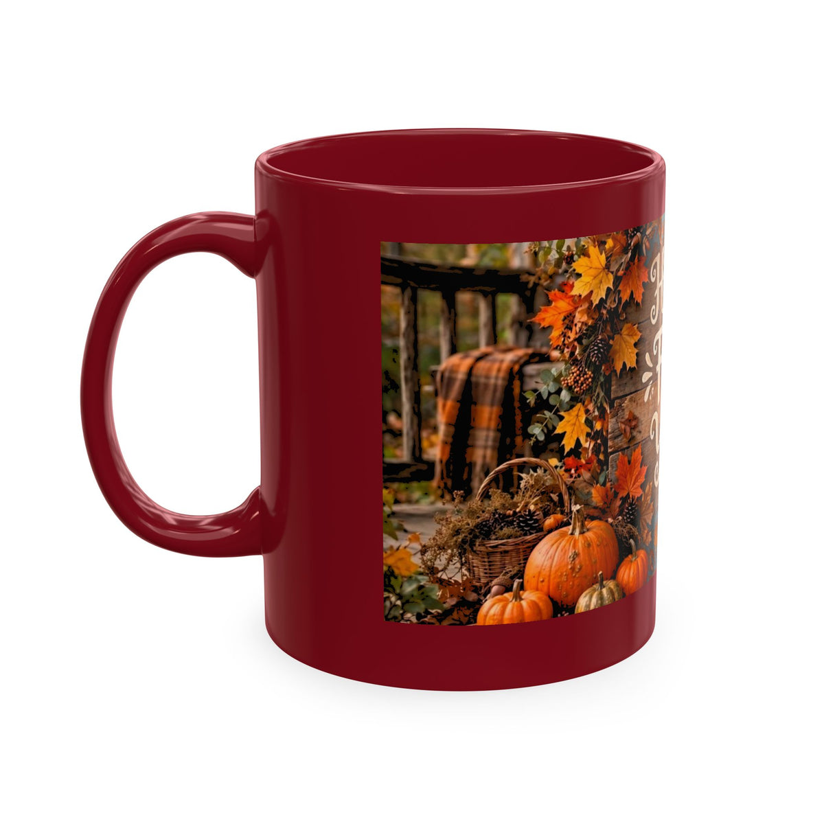 Happy Fall Y'all Ceramic Mug — Autumn Pumpkin Porch Coffee Cup