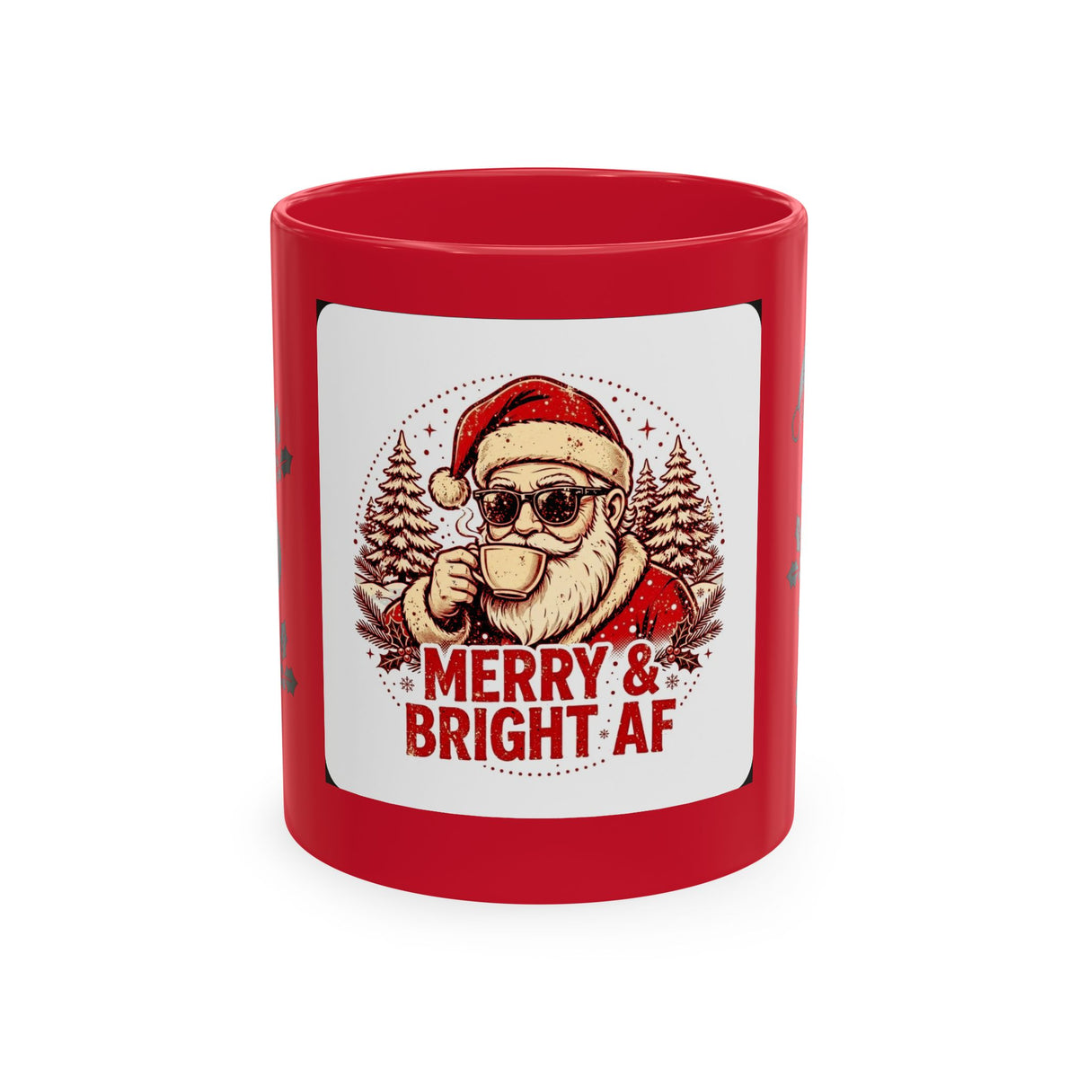Merry & Bright AF Christmas Santa Ceramic Mug