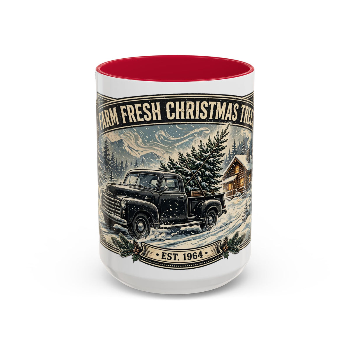 Farm Fresh Christmas Trees Vintage Truck Holiday Mug