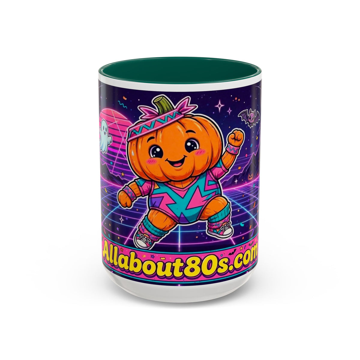 80s Retro Pumpkin Mug – Cute Neon Halloween Coffee Cup (11oz/15oz)