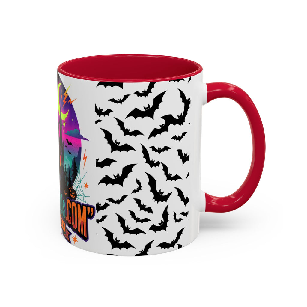 Halloween Haunted Castle Coffee Mug — Colorful Bat Pattern 11oz/15oz