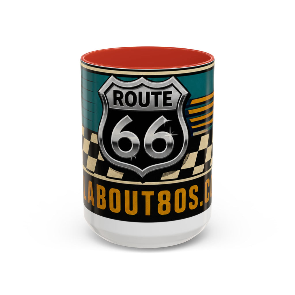 Route 66 Retro Checkerboard Coffee Mug — Vintage Road Trip 11/15oz Accent Mug