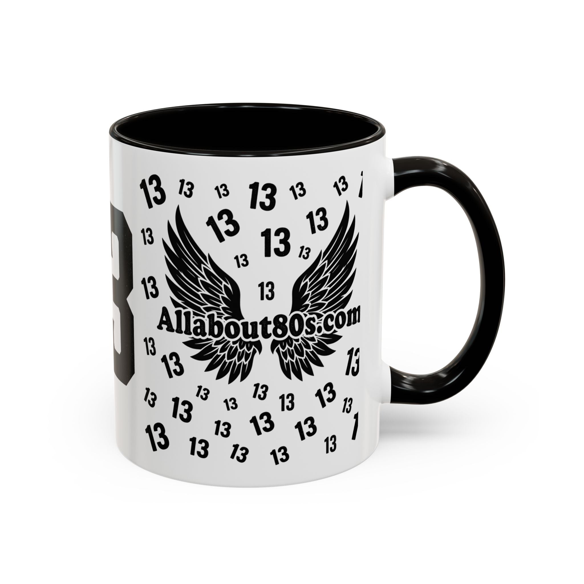 Number 13 Accent Mug — Bold Sports-Style Ceramic Coffee Cup (11oz/15oz)