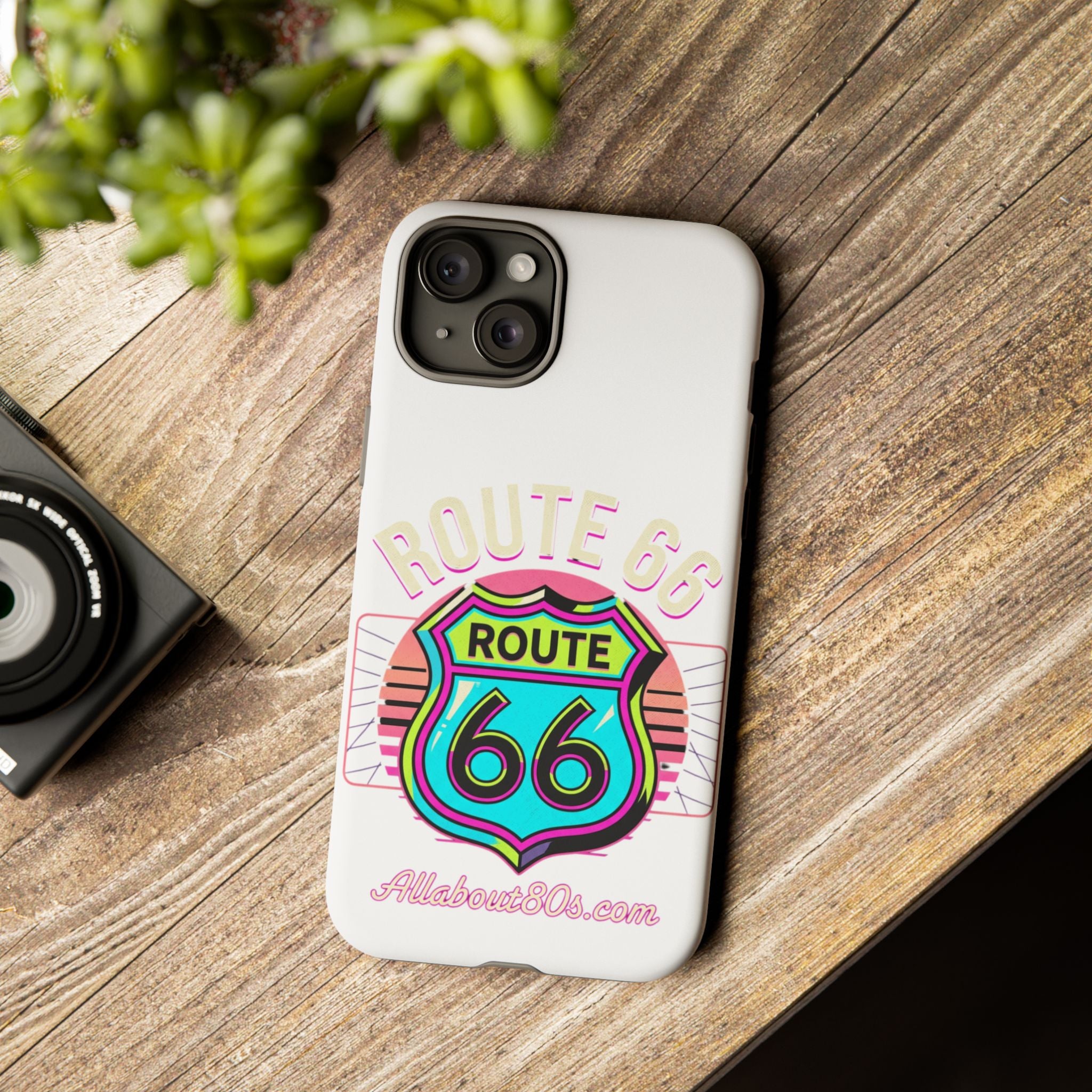 Route 66 Neon Phone Case — Retro Road Trip iPhone Cover