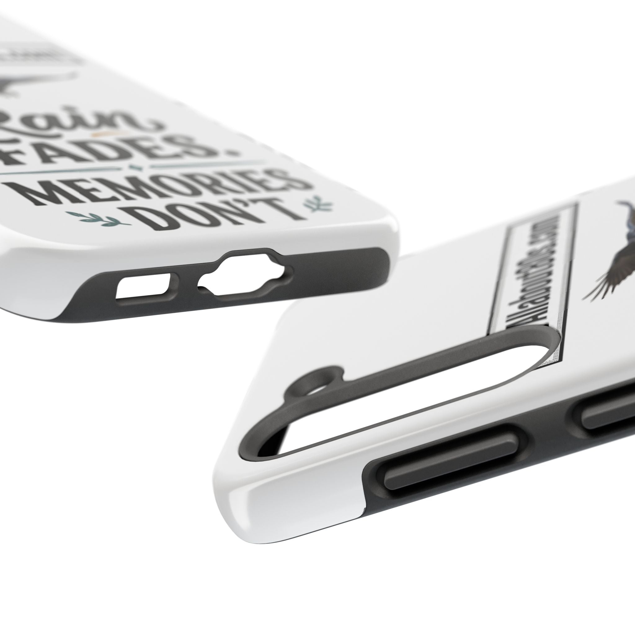 Tough Phone Case — "Rain Fades. Memories Don't" Raven Phone Cover, Protective iPhone Case