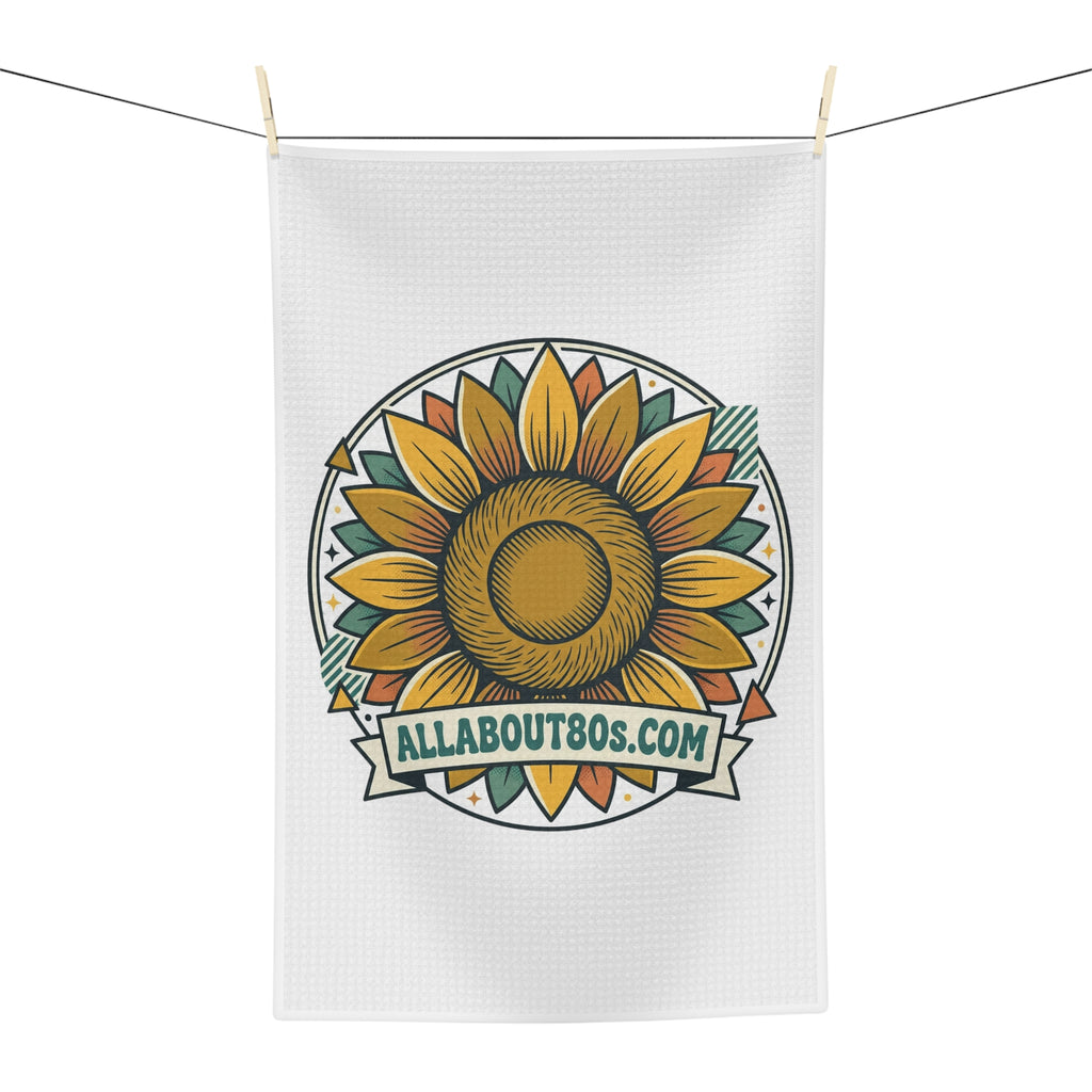 Sunflower Logo Tea Towel — AllAbout80s.com Microfiber Kitchen Towel